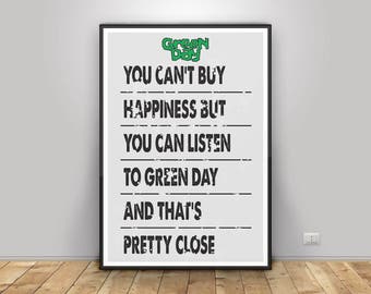 Green Day poster print wall decor moc dictionary page printable digital download
