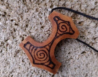 Thor's Hammer pendant made of olive wood