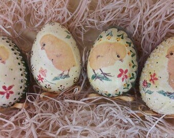 4 Easter eggs "Chick" in the egg carton * decorative decoupage, handmade