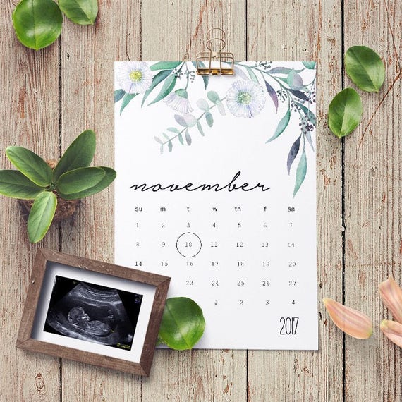 Download Items similar to Custom social media pregnancy baby announcement template digital calendar due ...