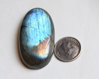 Natural Blue Flashy oval shape Labradorite , Hand Polished , 46 x 24 - Code- 56