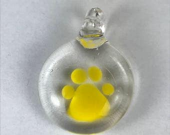 Glass Paw Print Pendant Glass Art Glass Jewelry