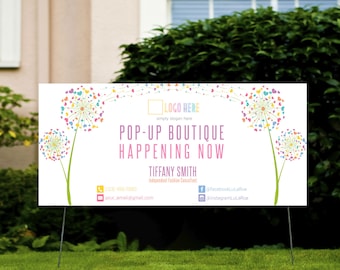 LLR Yard Sign 6x2.5 feet, Pop Up Boutique Advertising Banner, Home Office Approved, Dandelion, Marketing, Fashion Consultant Retailer 01