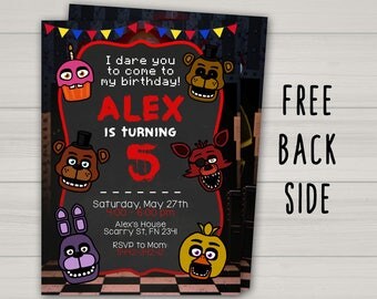 Five Nights at Freddy's invitation, FNAF invitation, Five Nights at Freddy's birthday invitation, Chalkboard invite