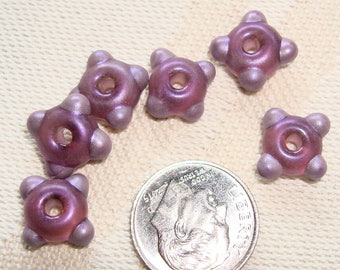 Sylvie Elise Lansdowne BEADS - Set of 6 Small Lampwork Glass Spacer Beads in Lilac