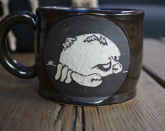 Hand thrown, stoneware, Crab mug