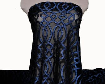 Stretch lace color chart 54inches wide -1 yard. Royal/Black . formal wear, bridal, mother of bride, flower girl