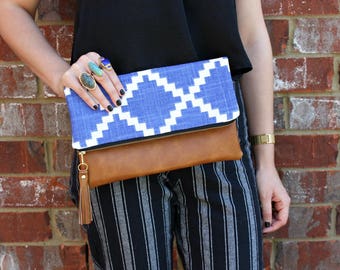 Blue Foldover Clutch / Kindle Case
