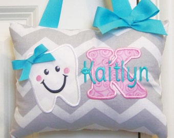 Tooth Fairy Pillow - Gray Chevron