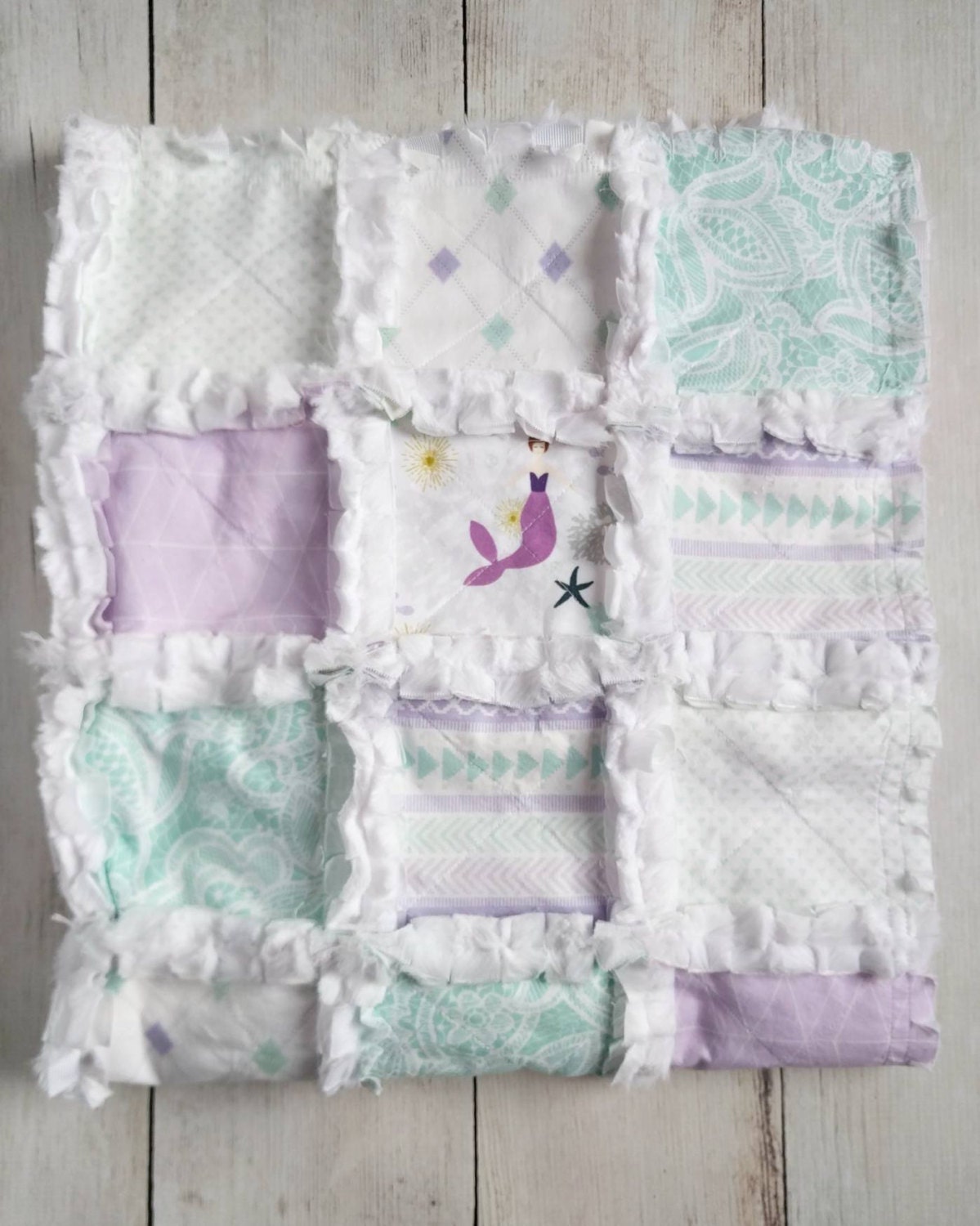 Lavender and Mint Mermaid Quilt Mermaid Crib Bedding Baby