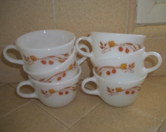 Pyrex Harvest Home Set of 6 Coffee Cups, Vintage Pyrex Coffee Cups, Tea Cups, Coffee Mugs