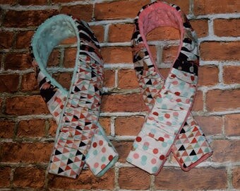 deluxe Plush Camera Strap Cover with minky backing Mint Green / Coral / Peach / Black / Gold Metallic Ruffled Patchwork