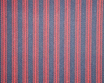 Navy And Red Ticking Stripe Material | Striped Material | Cotton Ticking Material | Home Decor Ticking Material | 54 Inches Wide | 1 Yard