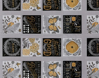 Bee Inspired Pebble Grey 19790 12 Panel | 100% Cotton Quilting fabric | Moda fabric