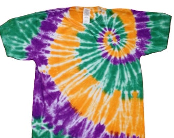 Mardi Gras Shirt in Yellow, Green and Purple Tie Dye- Youth and Adult sizes available- Mardi Gras Shirts