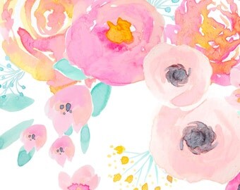Watercolor Floral Fabric - Indy Bloom Blush Florals White A By Indybloomdesign - Indy Bloom Design Fabric With Spoonflower