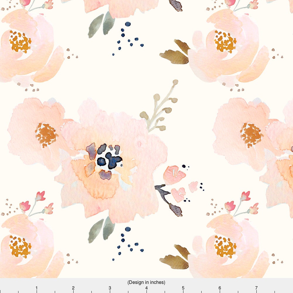 Watercolor Boho Floral Fabric Indy Bloom Peachy Baby By