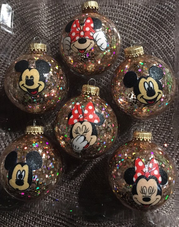 mickey and minnie glass figurines