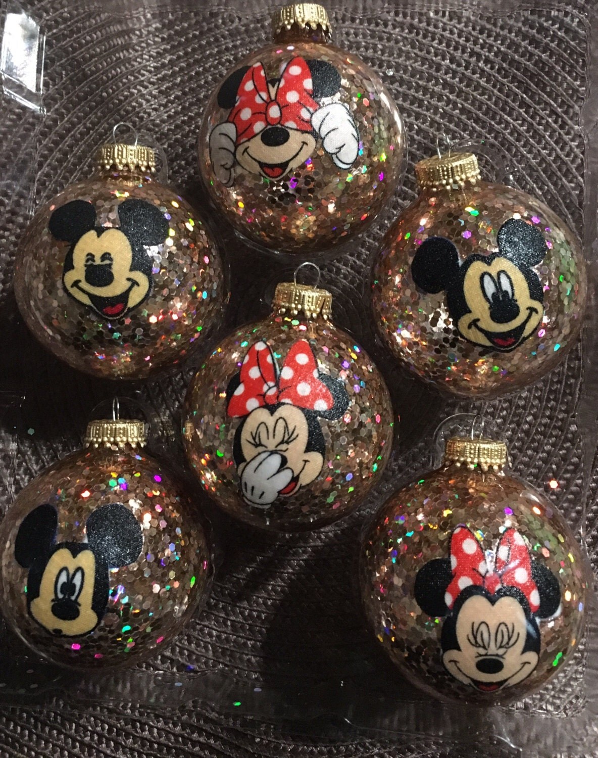 mickey and minnie glass figurines