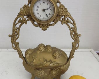 Vintage Lux Waterbury Dresser/Jewelry Box Clock Cherubs