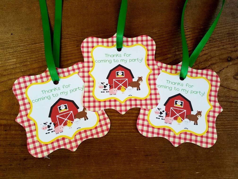 Farm Birthday Party Set of 12 Custom Personalized Favor Tags