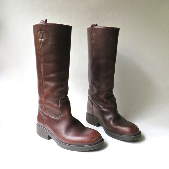90s vintage J. Crew Tall Brown Leather Riding Boots / made in