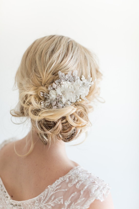 Bridal Hair Comb, Wedding Headpiece, Floral Crystal Hair Comb