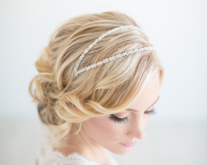 Bridal Headband, Crystal Double Headband, Wedding Headband, Wedding Tiara