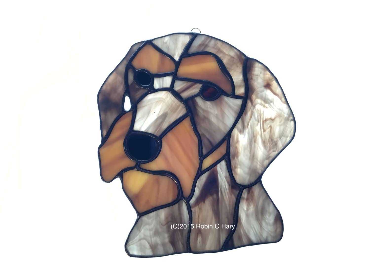 Wirehaired Dachshund in Stained Glass