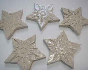 White Mosaic Star Tiles- Stoneware stars