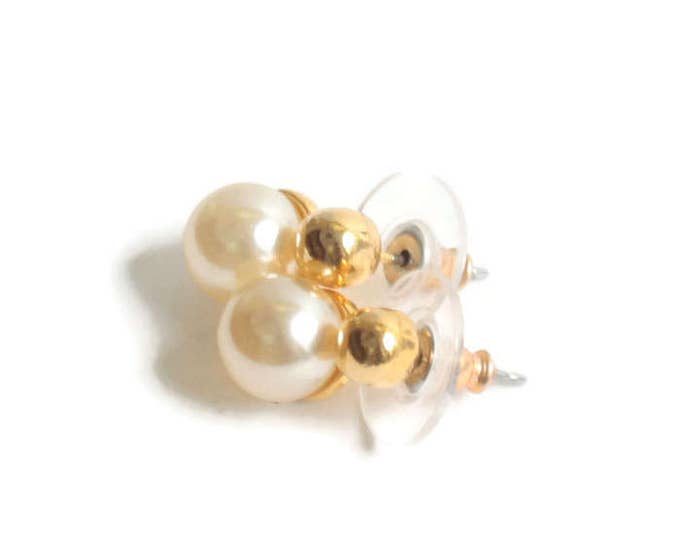 Faux Pearl and Gold Tone Earrings Studs Posts NOS Vintage