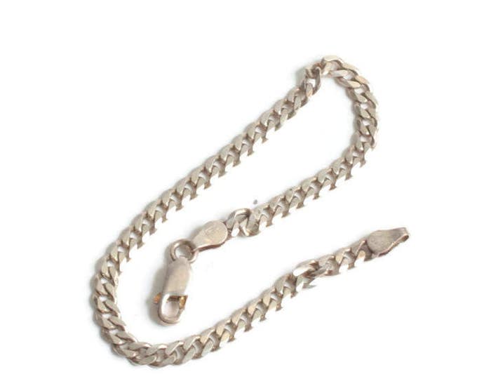 Sterling Silver Flat Curb Link Bracelet Italy Delicate 7 Inch Starter Bracelet Vintage