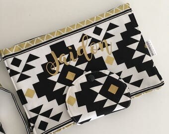 black and gold nappy bag