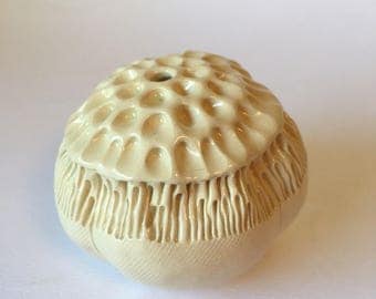 Cream White Anemone Bloom Pod Bud Vase Ceramic Vessel
