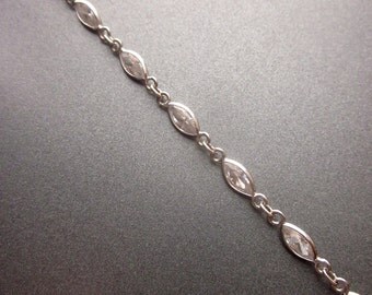 Sterling Silver Open Back Crystal Link Bracelet