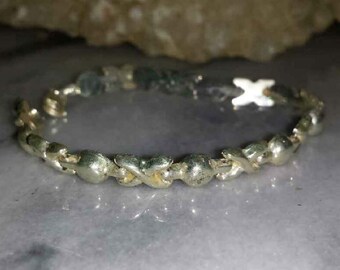 Vintage Sterling Silver Link Bracelet XOXO / 1970s Sterling Silver Link Bracelet Hugs \u0026 Kisses