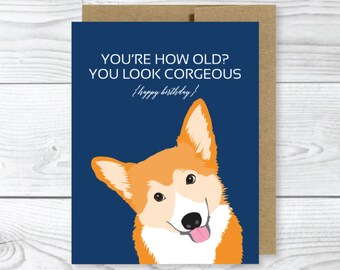 Funny Dog Card, Corgi Birthday Card