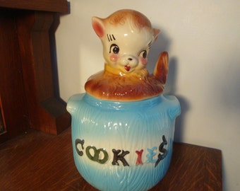 American Bisque Puppy on Pot Cookie Jar