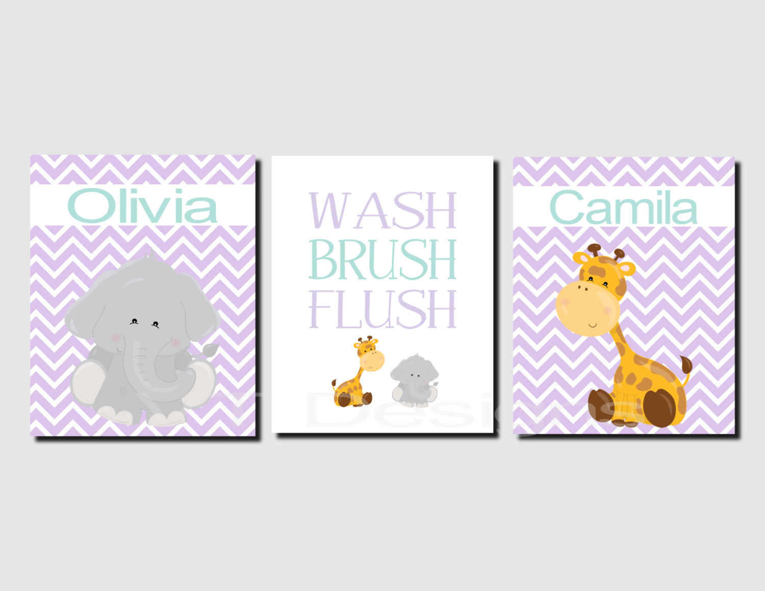 Sisters Bathroom Art Jungle Animals Bathroom Decor Girl