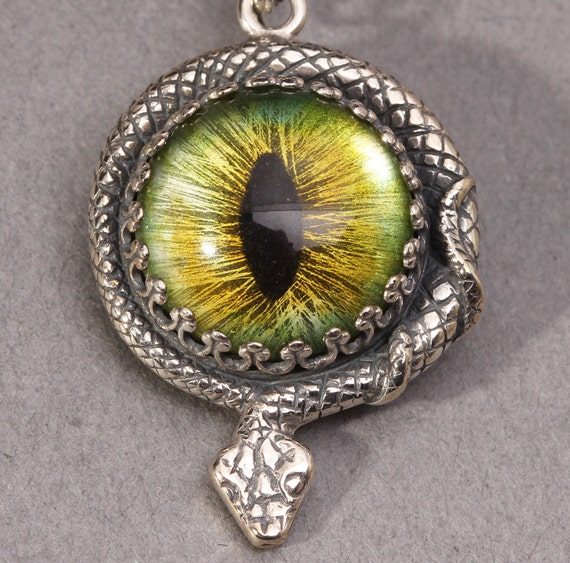 Snake Eye Necklace Sterling Silver Snake Evil Eye Necklace