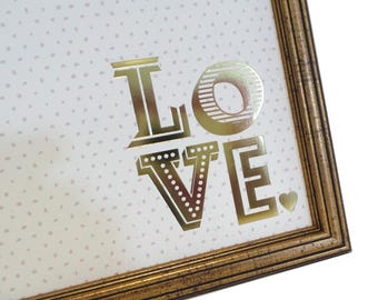 Magnet Board - Dry Erase Board - Framed Bulletin Board - Magnetic Memo Board - Makeup Board - LOVE Polka Dot Design - Magnets Included