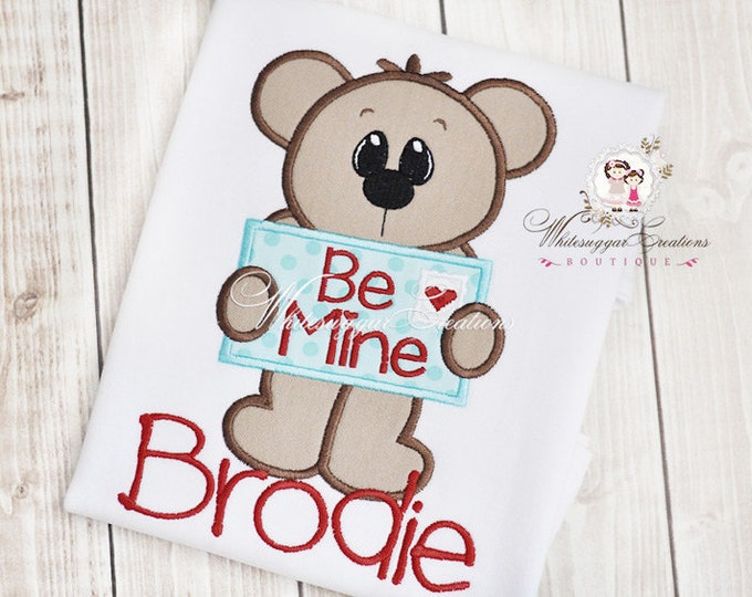 Baby Boy Bear Shirt - Be Mine Bear Shirt - Custom Personalized Boy Shirt - 1st Valentine's Day Baby Outfit