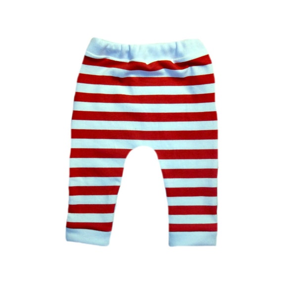 red and white striped baby pants