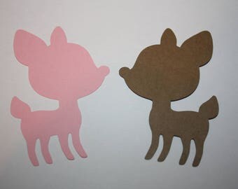 18 x Deer Die Cuts - Pink and Brown