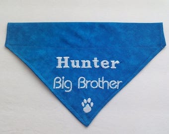 Big Brother Personalized Embroidered Slide On Dog Bandana ** Choose you Color **
