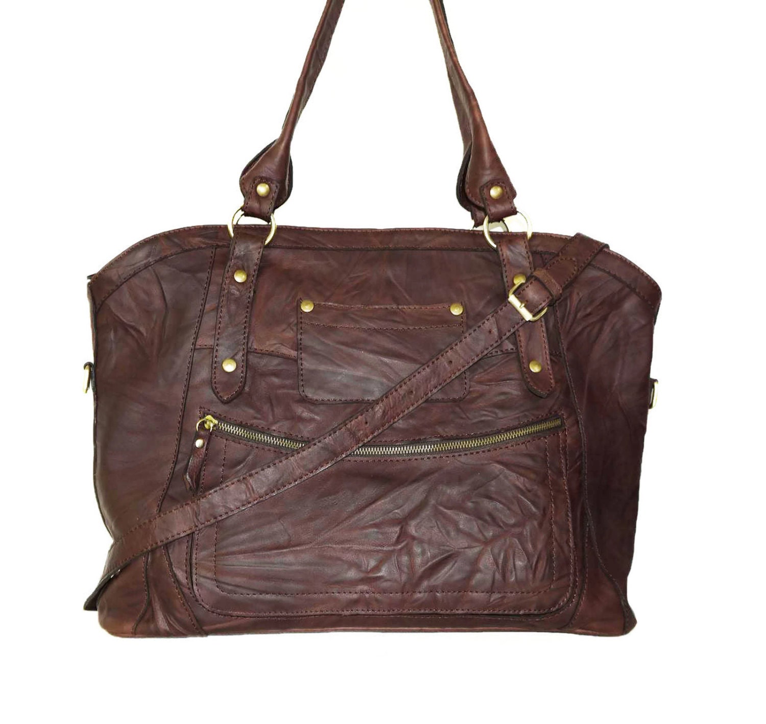 Distressed Leather Tote Leather Tete Bag Leather by ChicLeather