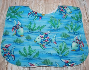 Baby Bib-Rainbow Fish Baby Bib- Toddler Bib- Minky Baby Bib- Baby Boy Bib- Baby Girl Bib- Bibs-Personalized Bib