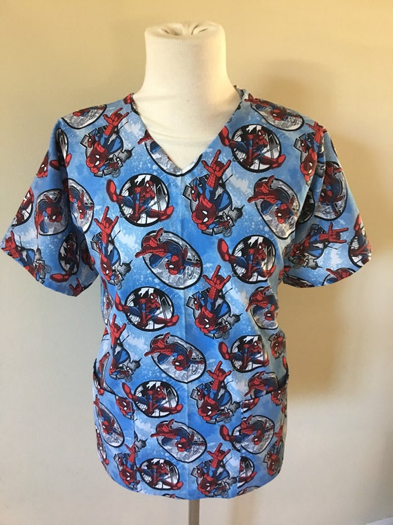 Spiderman wall climber medical scrub top medical scrub