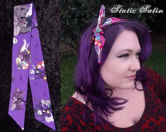 Tie Up Nightmare Before Christmas Headband Hair Band Accessory Tim Burton Purple Jack Skellington Sally Zero Halloween Adult Size