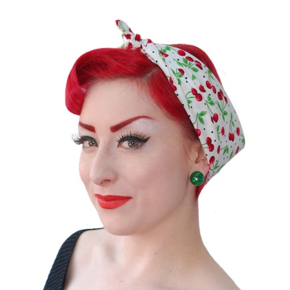 Cherry Bandana Rockabilly hair accessories 50s style head